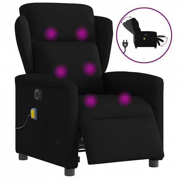 vidaXL Elektrické masážní polohovací křeslo černé textil
