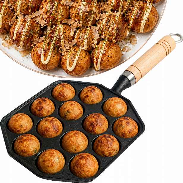 Litinová pánev na japonské kuličky Takoyaki 17,5 cm x 16,5 cm x 3 cm Emro