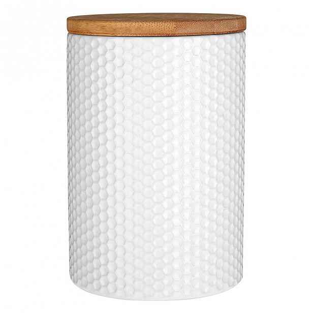 Bílá dóza s bambusovým víkem Premier Housewares, ⌀ 10 cm