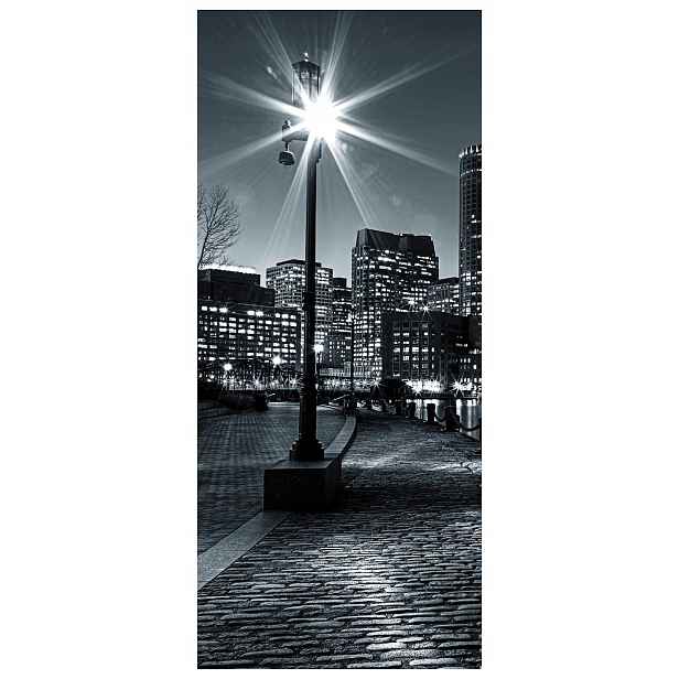 Samolepka Fototapeta Boston v noci panorama města odraz ve vodě 91x211