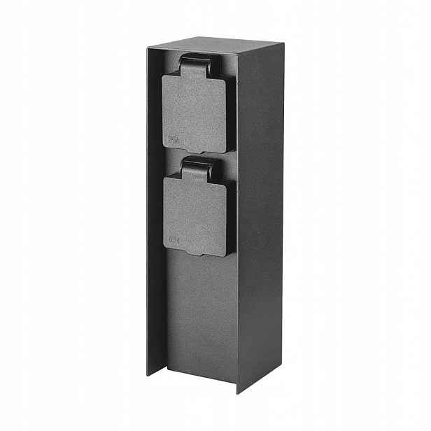V-tac Zahradní sloupek 2 zásuvky 2x16A 23 cm 3600 W IP44 grafit VT-1196