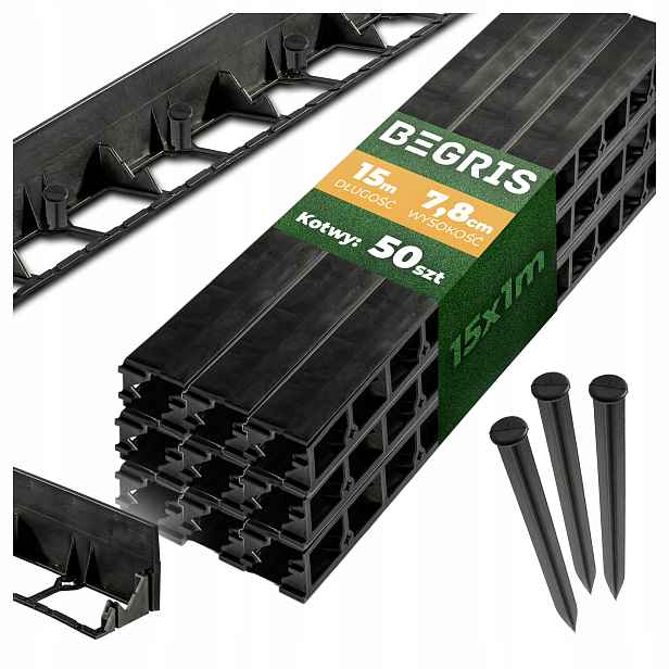 Zahradní Lem 15 Mb Kotvy 50 Ks Eco Border 7,8 CM Zahradní Obrubníky
