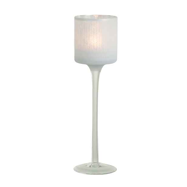 Bílý skleněný svícen na úzké noze na čajovou svíčku S - Ø 7*25 cm J-Line by Jolipa