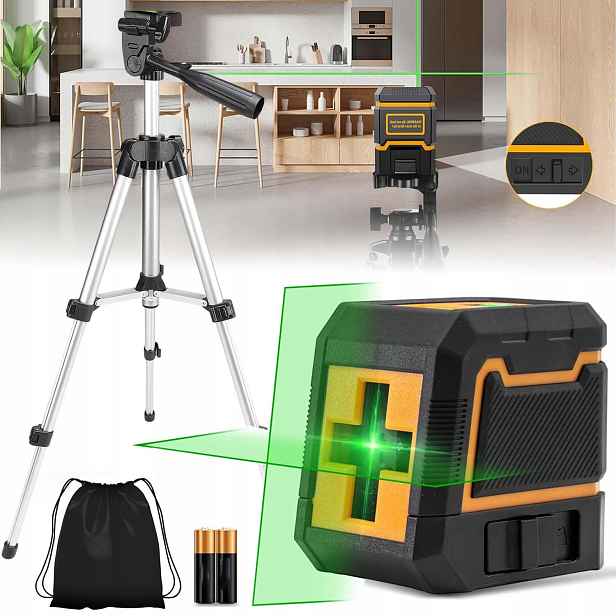 Laserová Vodováha 3D 360 Rovinná Křížový Laser Pro Zelený 2 Aku