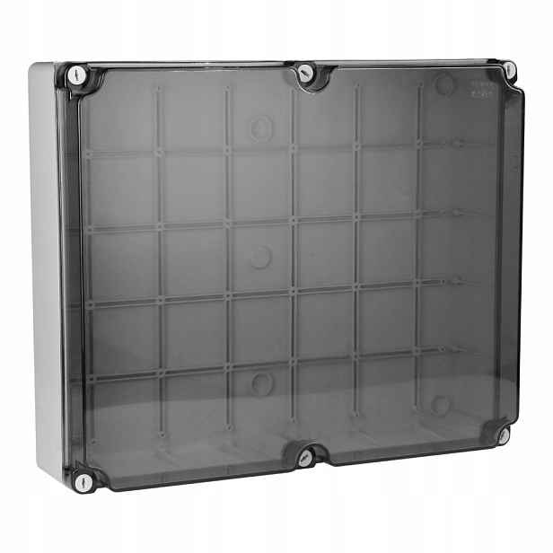 Hermetická elektroinstalační krabice na stěnu vým/vnitřní 460x380x120 průhledná s panty