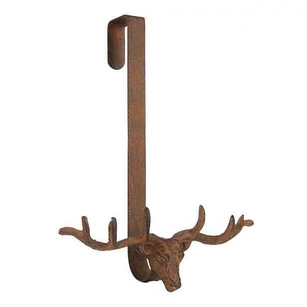 Hnědý antik háček na dveře na věnec Jelen - 28*11*37 cm Clayre & Eef