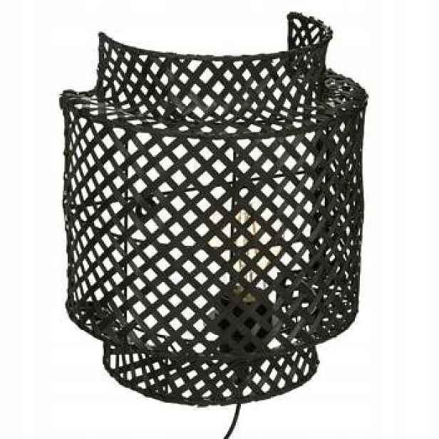 Nástěnná lampa černá bambusová boho lampa do ložnice 23 cm