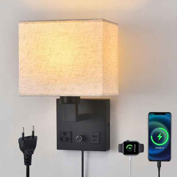 Nástěnné Svítidlo S Usb, Stmitelné, Černé, Moderní
