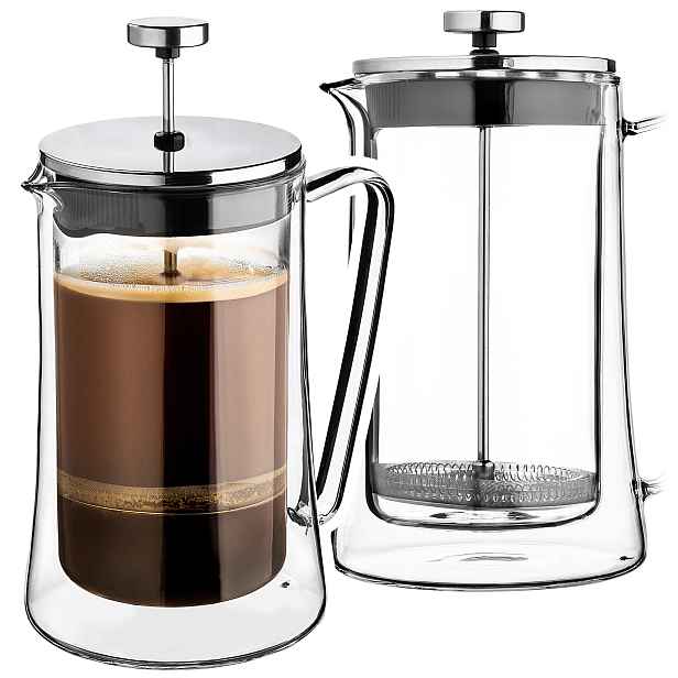 Spařovač Na Čaj Kávu Bylinný Pístový Skleněný Džbán Kávovar 1000 ml 1 l