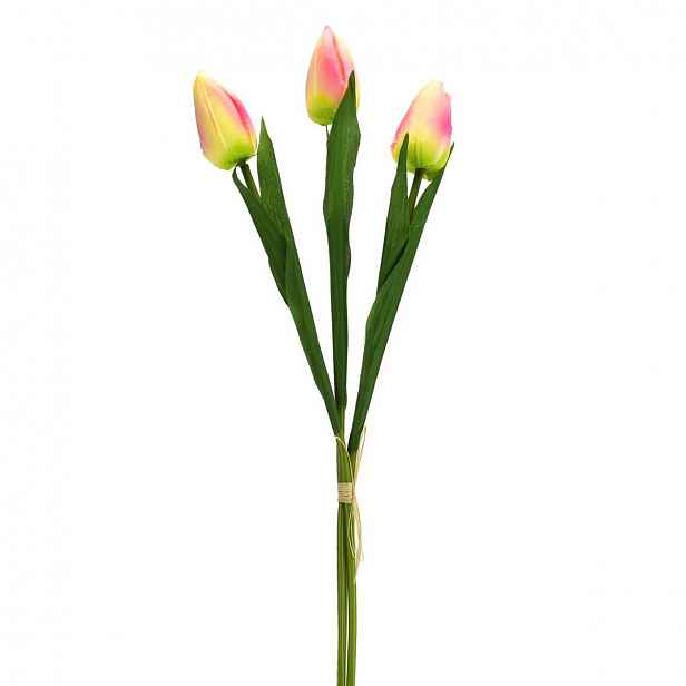 Umělá kytice tulipánů růžová, 50 cm