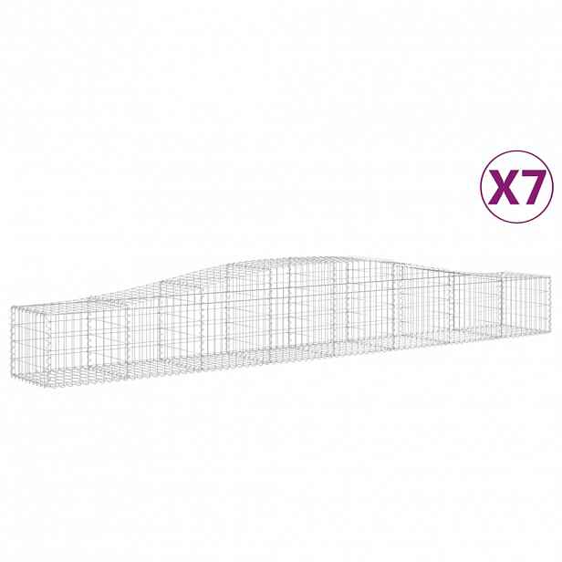vidaXL Klenuté gabionové koše 7 ks 400x50x40/60 cm pozinkované železo