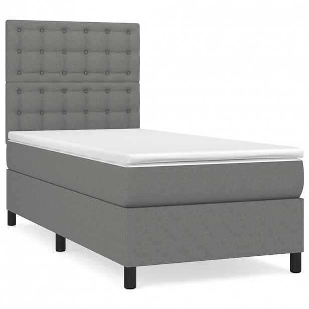 vidaXL Box spring postel s matrací tmavě šedá 90x190 cm textil