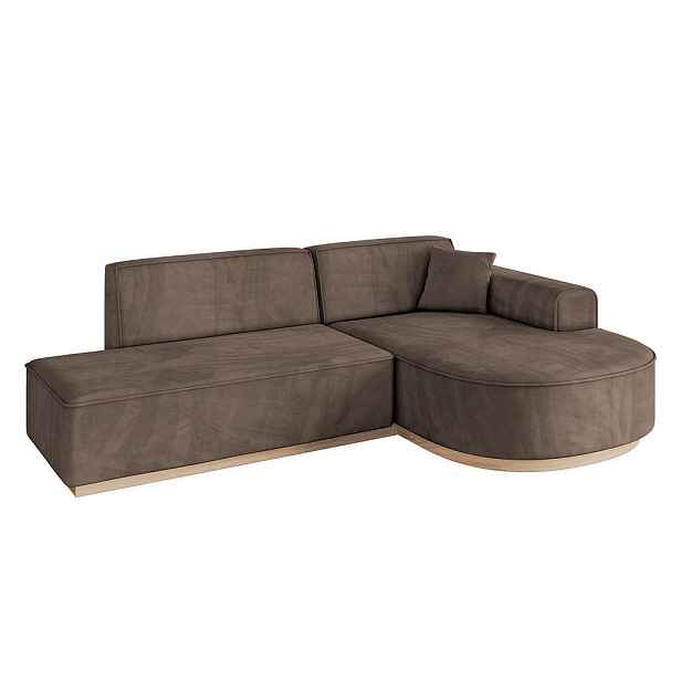 ALTDECOR ROHOVÁ SEDAČKA s otomanem, pravá ARRIO-L1 243x171x83 Hnědá Velur