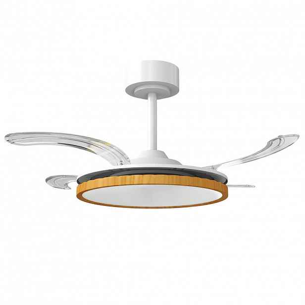 HOMCOM STROPNÍ ventilátor se světlem, ocel, přírodní dřevo