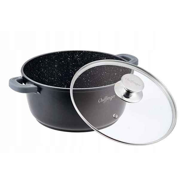 Hrnec S Pokličkou Cheffinger 32 cm 9.5 L mramorová povrchová úprava na indukci