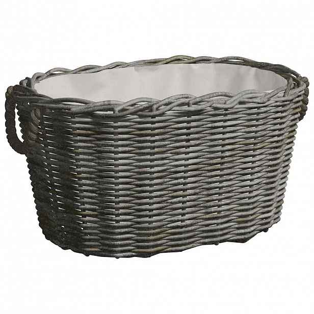 vidaXL Koš na dřevo s držadly 59 x 42 x 28 cm šedá vrba