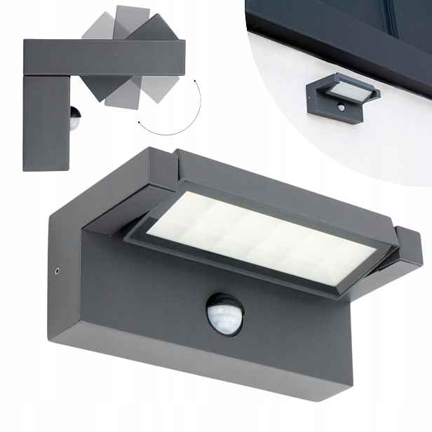 Nástěnné svítidlo s Led pohybovým senzorem 21W tmavě šedé IP65 Su-ma