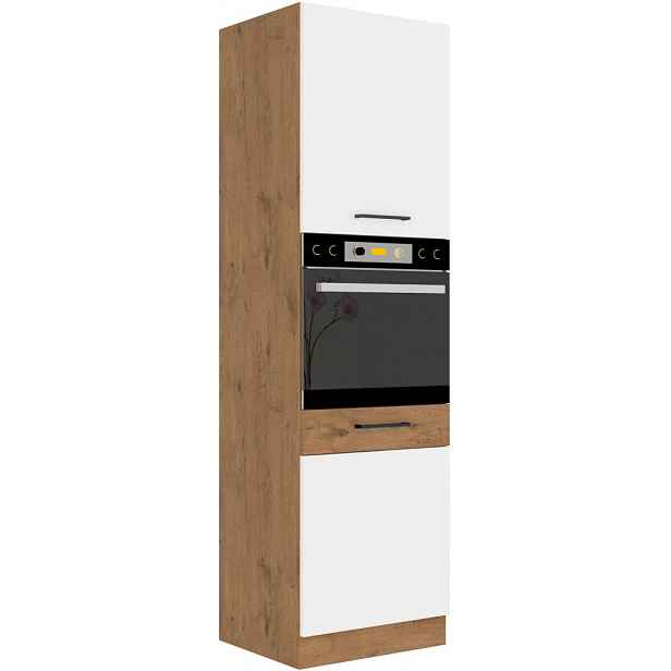 Vysoká kuchyňská skříň pro vestavnou troubu Vigo 60DP-210F, dub lancelot/bílý lesk, šířka 60 cm