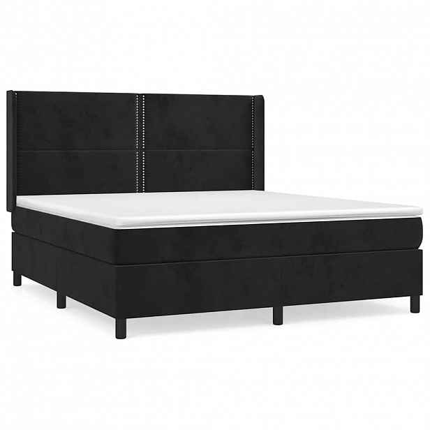 vidaXL Box spring postel s matrací černá 180x200 cm samet