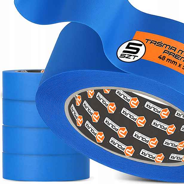 5 x Malířská Páska 48 mm 50 m Ochranná papírová Uv modrá Silná krycí Rs