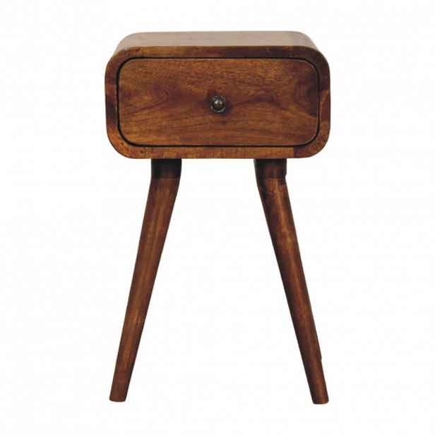 Artisan Furniture NOČNÍ STOLEK z masivního dřeva Avora Mini, kaštanově hnědý, 1 zásuvka, tmavě hnědý