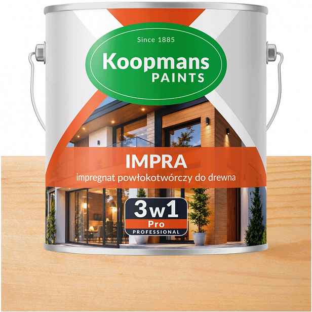 Koopmans Impra 3v1 Pro Lazura na dřevo fasády Bezbarvá Uv 2,5L