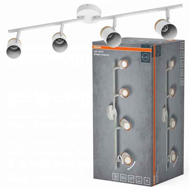 Nástěnné svítidlo Stropní Svítidlo Reflektor Led Spot 4xGU10 Dřevo Stamp Osram