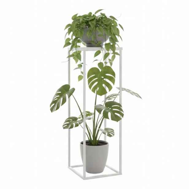 Stojan Držák Na Květináč Loft Kovový Bílý Pevný 60 cm