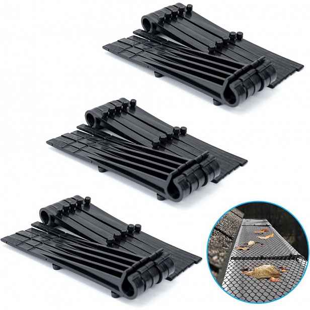 TEMU Upevňovací klipy pro plastové síťové okapové zábrany, balení 30 ks, náhradní instalační příslušenství, vhodné pro 4", 5", 6" plastové okapové
