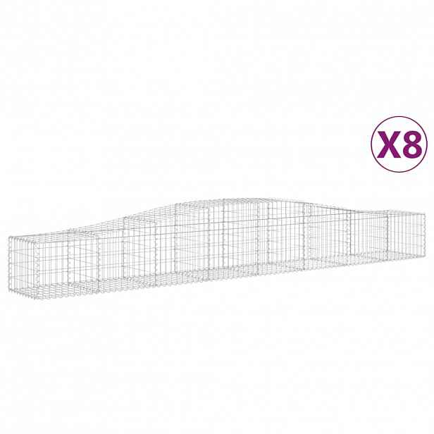 vidaXL Klenuté gabionové koše 8 ks 400x50x40/60 cm pozinkované železo