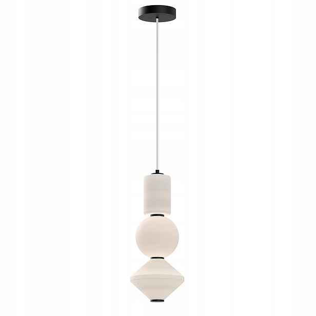 Závěsná Led lampa bílá černá skleněná ozdobná do obývacího pokoje 3000K Alora Mood