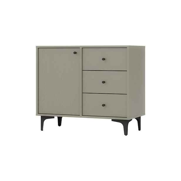 MASSENO KOMODA TORINO, 84/72/41 cm se 3 zásuvkami, počet dvířek: 1, světle zelená