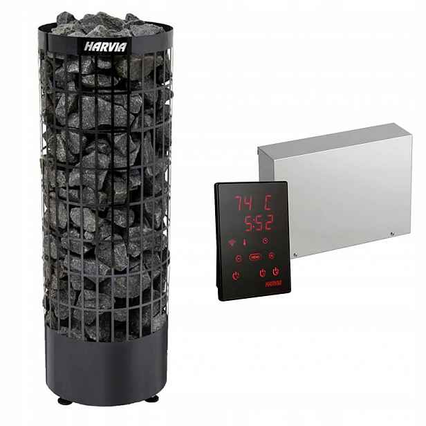Sada Harvia – Kamna PC90E 9 kW Black Steel a ovladač Xenio CX170XW WiFi