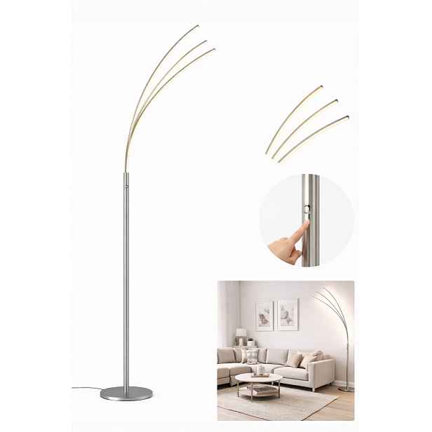 Stojací stojací lampa trojitá Livarno Home Led 18 W – šedá, 2200 lm
