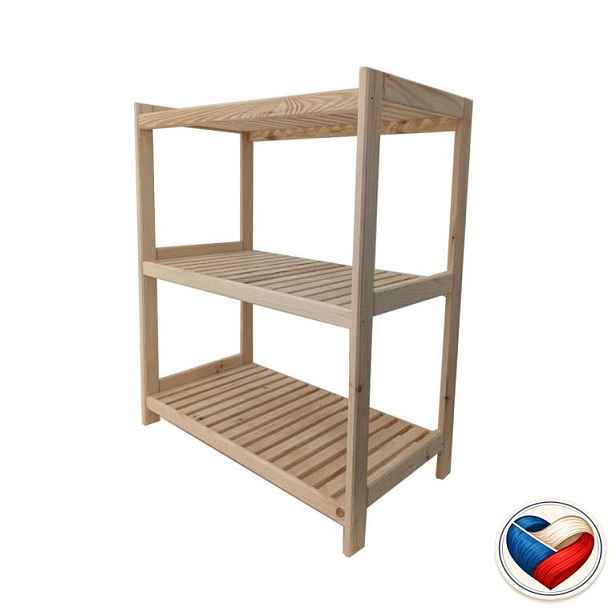 Tonap dřevěný regál 3 police borovice česká výroba 70×93×43 cm
