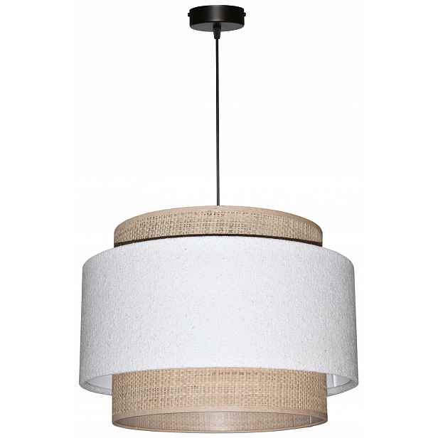 Závěsná stropní lampa Abažur 45 E27 Bílá Boucle Venosa Rafia Ratan Boho
