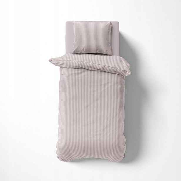 Povlečení damaškové 140x200 pudrově růžové jednobarevné proužky 1 cm Pure