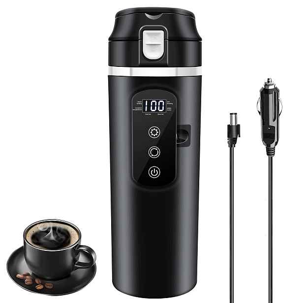 Automobilová Konvice 12V 24V, Topný Hrnek 400 ML 100°C Regulace Teploty