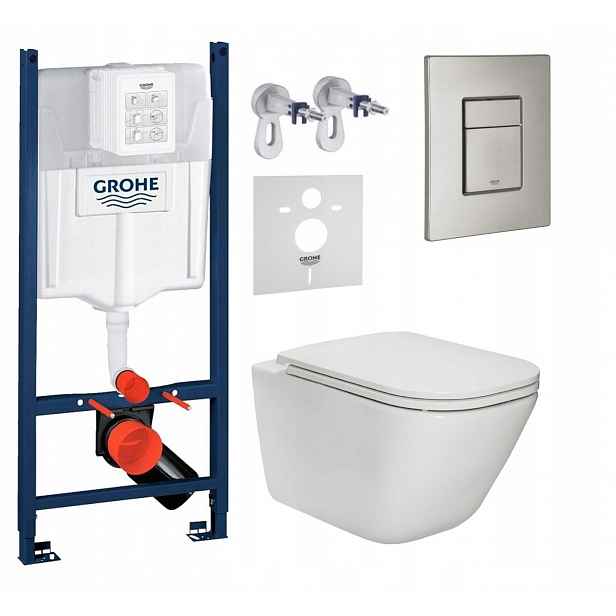 Podomítkový Set Wc Stelaz Grohe Wc Mísa Rim Roca Gap Tlačítko ocel