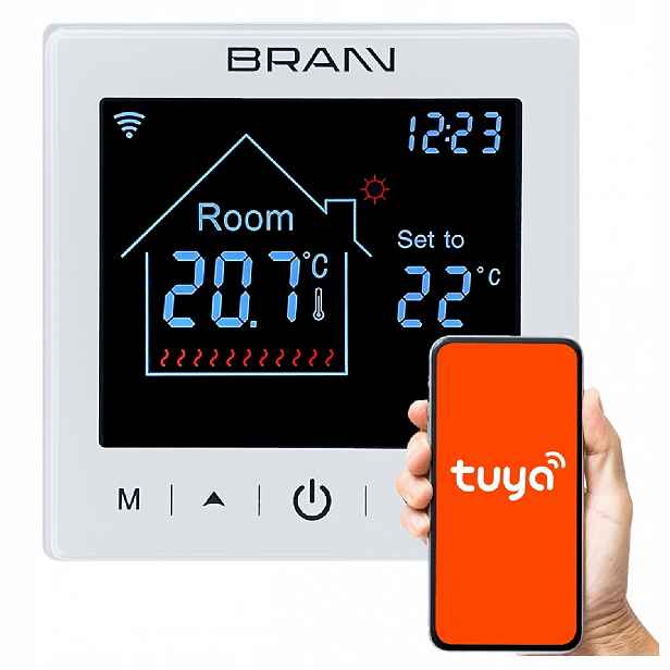 Termostat Tuya Ovladač Pokojový regulátor Brann Bc 400-E Wifi Bílý