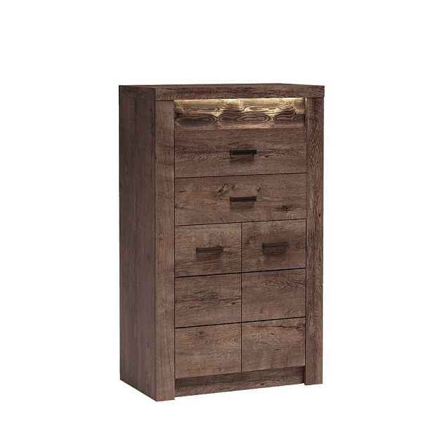MASSENO KOMODA ZERI, 76/127/42 cm s 2 zásuvkami a 2 dvířky, hnědá