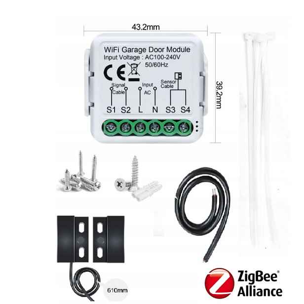 Ovladač Garážových Vrat Se Senzorem Tuya Smart Zigbee 3.0