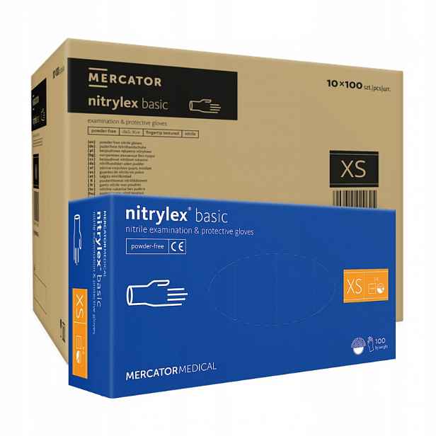 Rukavice Mercator Nitrylex Basic modré r.XS Multipak nitrilová modrá