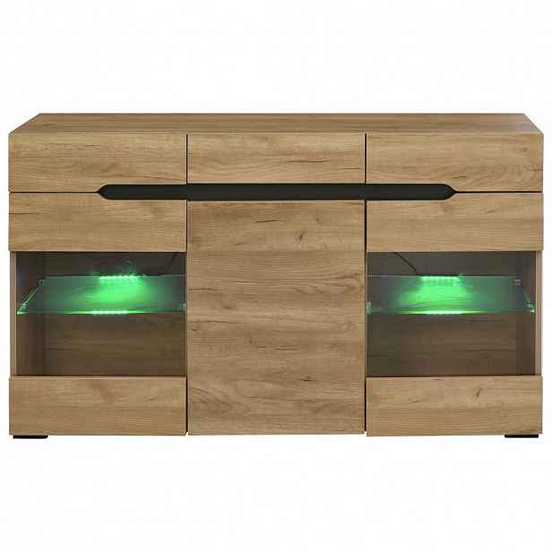 FLIEKS KOMODA LED Moderní 3 Dvířka 3 Zásuvky Úložná