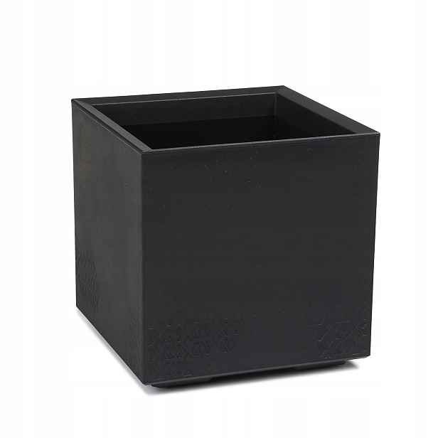 Květináč plastový Karo Eco Recycled betonový vzhled 40x40 černý Lamela