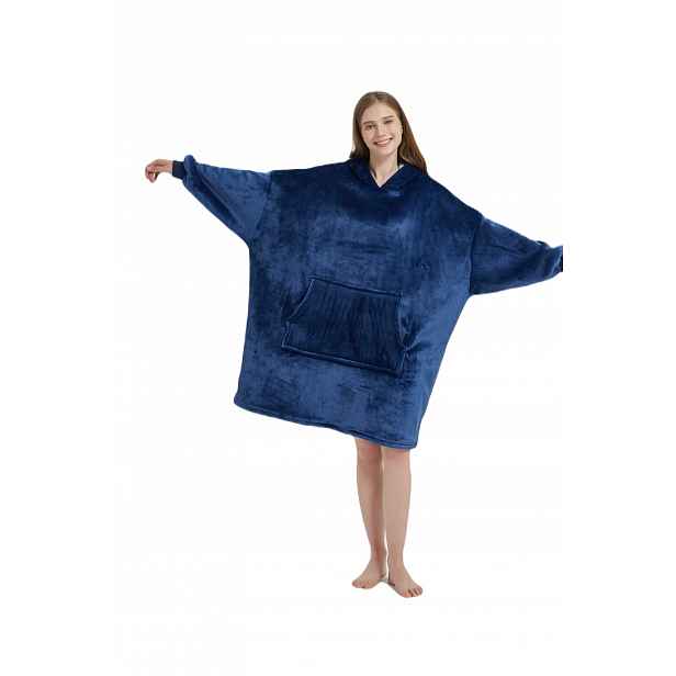 Mikinová Deka s kapucí Sherpa Hoodie tmavě modrá