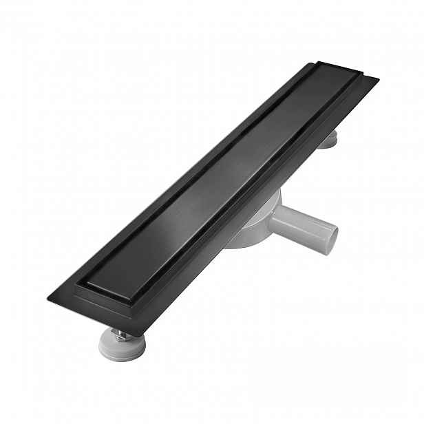 Sunrik Lineární Odtok 100 cm Černý s sifonem 360° Nerezová Ocel