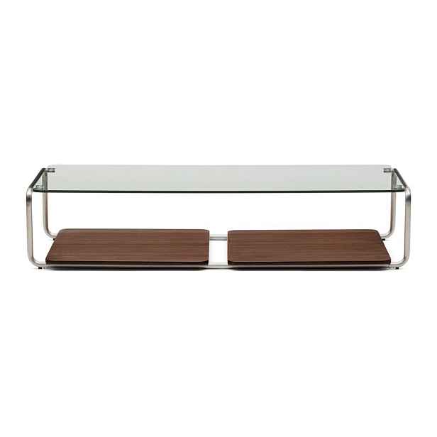 Tmavě hnědý konferenční stolek se skleněnou deskou 60x140 cm Tarsel – Kave Home