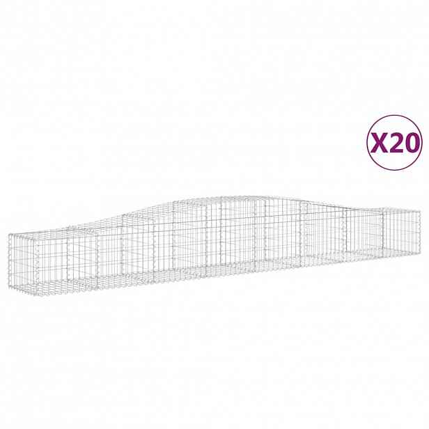 vidaXL Klenuté gabionové koše 20 ks 400x50x40/60 cm pozinkované železo