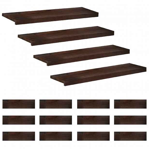 vidaXL Schodišťové nášlapy 16 ks 90 x 30 x 2 cm Tmavě hnědá